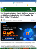 XRP Price Prediction: Can It Hit $4 as Blazpay’s $0.006 Presale Leads the 2025 Rush for the Next 1000x Utility Coins?