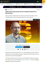 Adam Back leads $2.2M raise for Swedish health firm’s Bitcoin buys