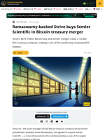 Strive to Acquire Semler Scientific in Bitcoin Treasury Merger