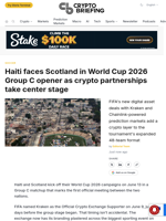 Haiti faces Scotland in World Cup 2026 Group C opener as crypto partnerships take center stage