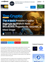 Top 4 Best Presale Crypto Projects to Watch Now: BlockDAG, PepeNode, Snorter, & Maxi Doge | Live Bitcoin News