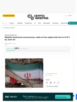 Mojtaba Khamenei unconscious, odds of Iran regime fall rise to 13.5% by June 30