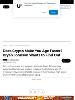 Does Crypto Make You Age Faster? Bryan Johnson Wants to Find Out - U.Today