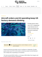 Aircraft orders and AI spending keep US factory demand climbing