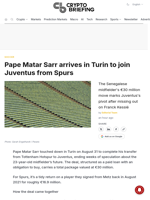 Pape Matar Sarr arrives in Turin to join Juventus from Spurs