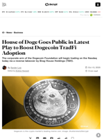 House of Doge Goes Public in Latest Play to Boost Dogecoin TradFi Adoption - Decrypt