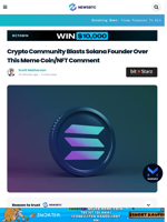 Crypto Community Blasts Solana Founder Over This Meme Coin/NFT Comment
