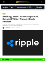 Breaking: SWIFT Partnership Could Drive $30 Trillion Through Ripple Network - CoinCentral