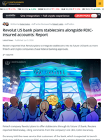 Revolut Eyes Stablecoin Services Through Future US Bank