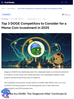 Top 3 DOGE Competitors to Consider for a Meme Coin Investment in 2025 : Shiba Inu (SHIB), Pepe (PEPE), and Little Pepe (LILPEPE)