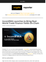 IncomRWA Launches to Bring Real-World Trade Finance Yields On-Chain