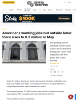 Americans wanting jobs but outside labor force rises to 6.2 million in May