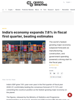 India's economy expands 7.8% in fiscal first quarter, beating estimates