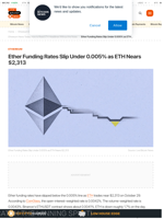 Ether Funding Rates Slip Under 0.005% as ETH Nears $2,313