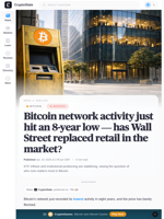 Bitcoin network activity just hit an 8-year low — has Wall Street replaced retail in the market?