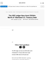 The XRP Ledger Now Hosts $150M+ Worth of Tokenized U.S. Treasury Debt