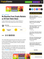 No Reaction From Crypto Markets as US Govt Shuts Down 