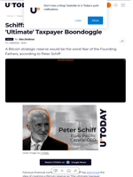 Schiff: Bitcoin Reserve Would Be 'Ultimate' Taxpayer Boondoggle