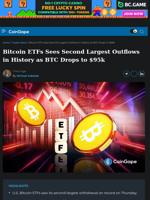 Bitcoin ETFs Sees Second Largest Outflows in History as BTC Drops to $95k