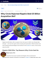 Why Circle Rejected Ripple’s Bold $5 Billion Acquisition Bid?