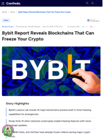 Bybit Report Reveals Blockchains That Can Freeze Your Crypto