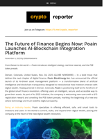 The Future of Finance Begins Now: Poain Launches AI-Blockchain Integration Platform