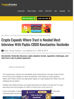 Crypto Expands Where Trust is Needed Most: Interview With Paybis CBDO Konstantins Vasilenko