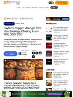 Saylor’s 'Bigger Orange' Hint Has Strategy Closing in on 700,000 BTC – Crypto News Bitcoin News