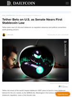 Tether Bets on U.S. as Senate Nears First Stablecoin Law  - DailyCoin