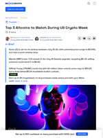 3 Altcoins to Watch in the Third Week of July 2025