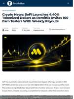 Crypto News: SoFi Launches 4.40% Tokenized Dollars as Remittix Invites 100 Earn Testers With Weekly Payouts - TechBullion