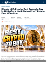 Bitcoin, XRP, Pepeto: Best Crypto to Buy in 2026 After a Hot Inflation Print? Pepeto Eyes 1000x Run - TechBullion