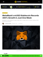 MetaMask’s mUSD Stablecoin Records 300% Growth in Just One Week - CoinCentral