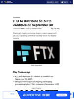 FTX to distribute $1.6B to creditors on September 30