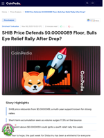 SHIB Price Defends $0.0000089 Floor, Bulls Eye Relief Rally After Drop?