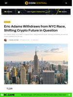 Eric Adams Withdraws from NYC Race, Shifting Crypto Future in Question - CoinCentral