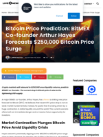 Bitcoin Price Prediction: BitMEX Co-founder Arthur Hayes Forecasts $250,000 Bitcoin Price Surge | Live Bitcoin News