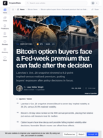 Bitcoin option buyers face a Fed-week premium that can fade after the decision