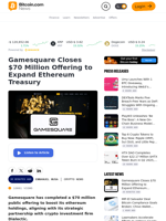 Gamesquare Closes $70 Million Offering to Expand Ethereum Treasury – Crypto News Bitcoin News