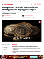 Metaplanet’s Bitcoin Accumulation Isn’t Paying Off, Report Says