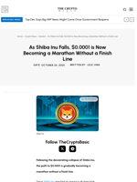 As Shiba Inu Falls, $0.0001 is Now Becoming a Marathon Without a Finish Line