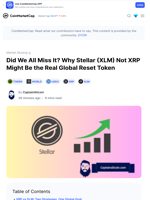 Did We All Miss It? Why Stellar (XLM) Not XRP Might Be the Real Global Reset Token: Guest Post by CaptainAltcoin | CoinMarketCap