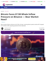 Bitcoin Faces $7.5B Whale Inflow Pressure on Binance — Bear Market Next?