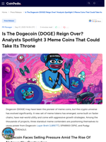 Is The Dogecoin (DOGE) Reign Over? Analysts Spotlight 3 Meme Coins That Could Take Its Throne