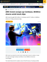 ARK Invest Adds to Coinbase and BitMine Positions as Stocks Drop