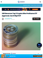 XRP Becomes Top 3 Crypto After ProShares ETF Approval, Can It Flip ETH?