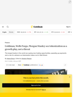 Goldman Sachs, Wells Fargo, Morgan Stanley see tokenization as a growth play, not a threat