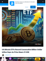 US Bitcoin ETFs Record Consecutive Billion-Dollar Inflow Days As Price Nears $120K | Bitcoinist.com