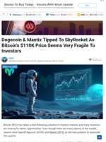 Dogecoin & Mantix Tipped To SkyRocket As Bitcoin's $110K Price Seems Very Fragile To Investors