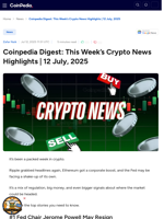 Coinpedia Digest: This Week’s Crypto News Highlights | 12 July, 2025